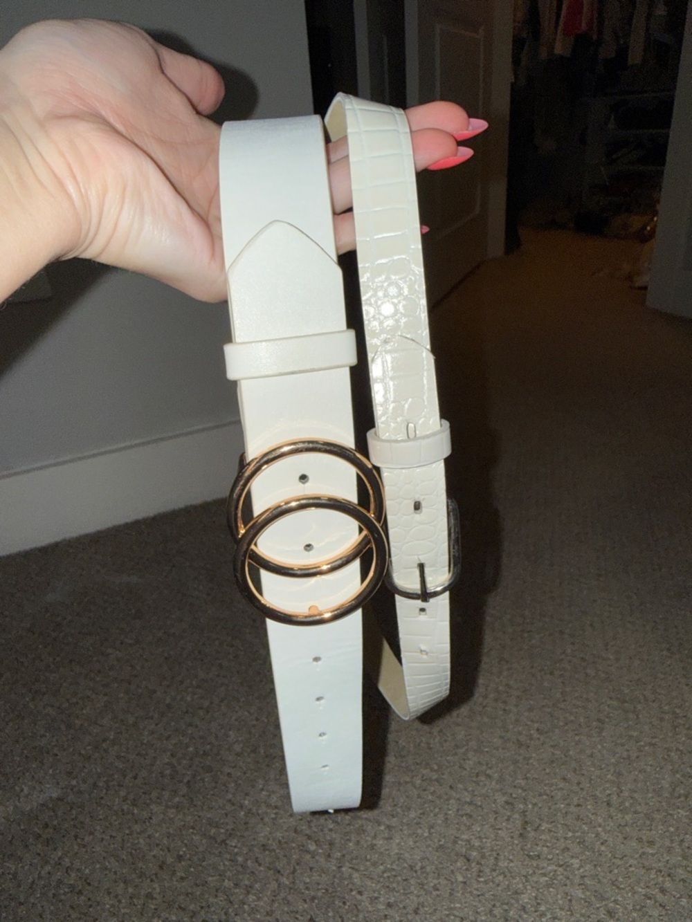 Set of 2 White Women's Belts - Stylish Accessory